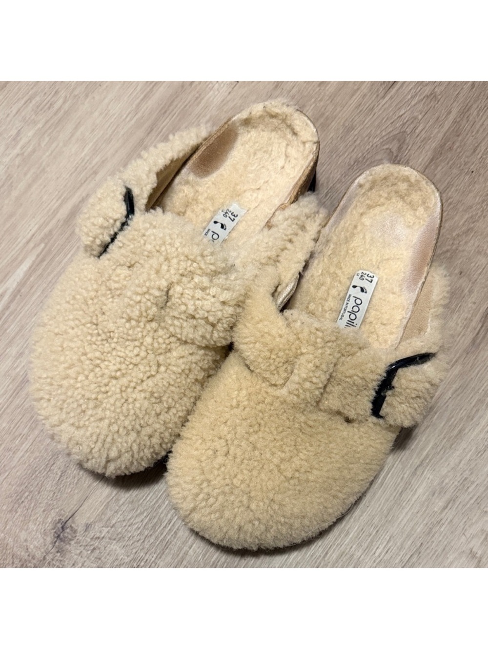 Papillio by Birkenstock Boston Big Buckle Teddy Shearling Platforms Size EU 37